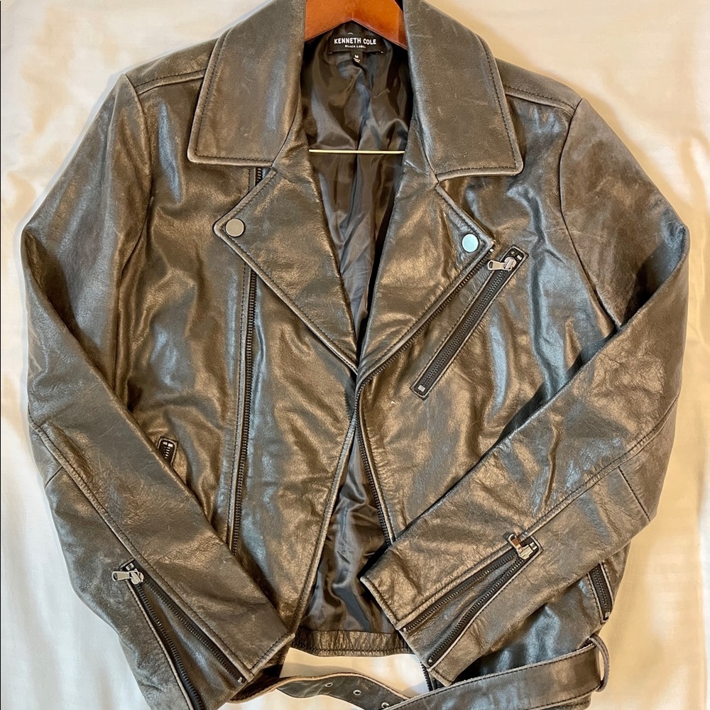 Kenneth Cole Mens Faux Leather Jacket